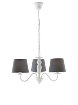 FAVOLA 3 Light Chandeliers with Shades White, Fabric 56x30cm