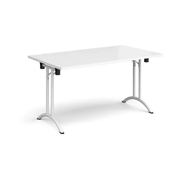 Rectangular Folding Meeting Table with White Curved Legs - 1400mm - White