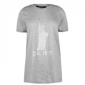 DKNY Womens Statue of Liberty Top - Grey Heather