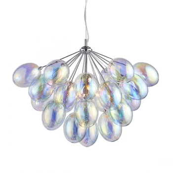 Pendant Chrome Effect Plate & Dichroic Glass 6 Light Dimmable IP20 - G9