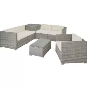 Tectake Rattan Garden Furniture Lounge Pisa - Light Grey