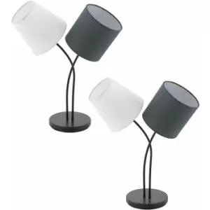 2 pack Table Lamp Colour Black Steel White Anthracite Fabric Shade E14 2x40W