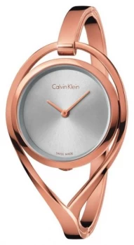 Calvin Klein Womens Light Medium Rose Gold Tone Bangle Watch