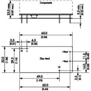 ACDC PSU print TracoPower TOM 12124 24 Vdc 0.5 A