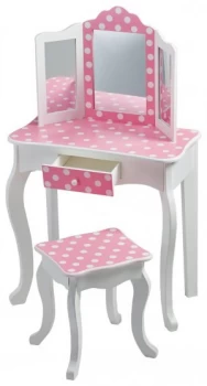 Teamson Kids Fashion Prints Vanity Table Stool Polka Dot.