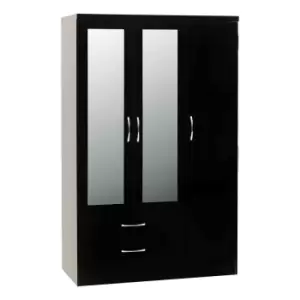 Seconique Nevada 3 Door 2 Drawer Wardrobe - Black Gloss