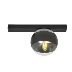 Fit Black Globe Ceiling Light with Clear,Black Glass Shades, 1x E14