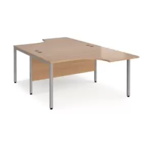 Office Desk 2 Person Corner Desk 1400mm Beech Tops With Silver Frames Maestro 25