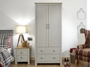 GFW Lancaster Grey and Oak 2 Door 2 Drawer Wardrobe Flat Packed