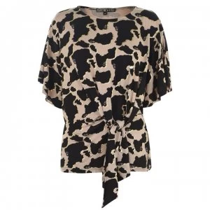 Biba Tie Detail Top - Cow Print