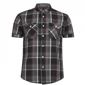 Lee Cooper SS Check Shirt Mens - Black/White/Red