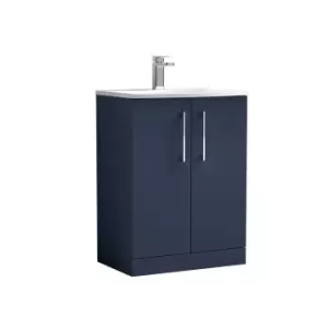 Nuie Arno 600mm Floor Standing 2 Door Vanity & Curved Basin Electric Blue