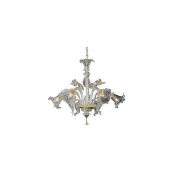 Ideal Lux Rialto - 5 Light Multi Arm Chandelier Amber Finish, E14