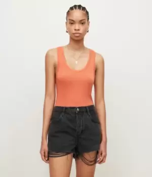 AllSaints Womens Maki Tank, Sunburst Orange, Size: 10