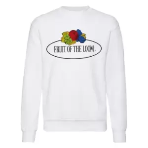 Fruit of the Loom Mens Vintage Big Logo Set-in Sweatshirt (M) (White)