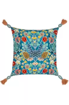 Adeline Square Floral Tasselled Polyester Filled Cushion