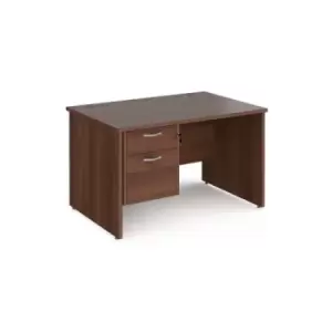 Office Desk Rectangular Desk 1200mm With Pedestal Walnut Top And Panel End Leg 800mm Depth Maestro 25 MP12P2W