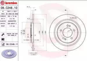 BREMBO Brake disc HYUNDAI 08.C248.11 584113Z700 Brake rotor,Brake discs,Brake rotors