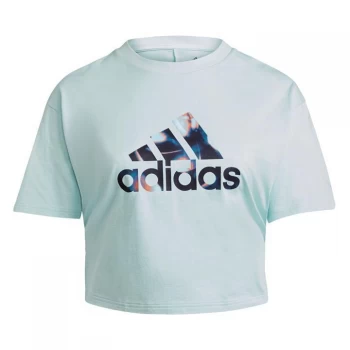 adidas U4U Crop Logo T-Shirt (Plus Size) Womens - Halo Mint