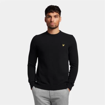 Mens Crew Neck Lambswool Blend Jumper - Jet Black Marl - S