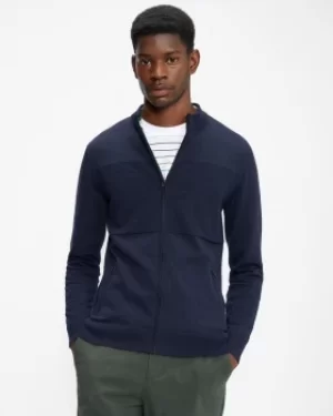 Textured Panel Zip Cardigan