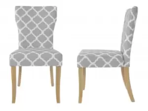 LPD Hugo Set of 2 Grey Patterned Upholstered Dining Chair