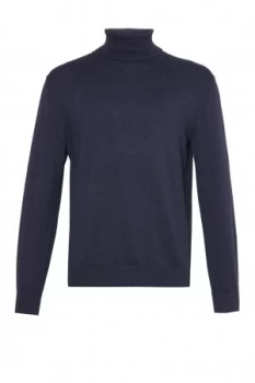 Mens French Connection Portrait Wool Roll Neck Jumper Blue