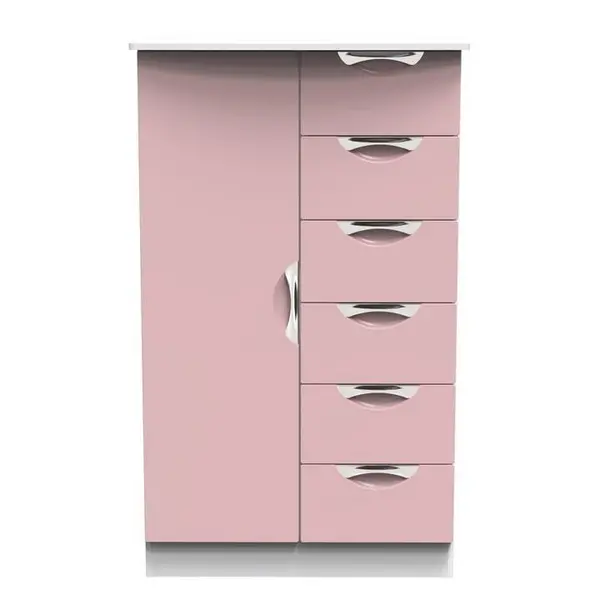 Other Camden 1 Door 5 Drawer Kids Robe Wardrobes Medium Kobe Pink & White 84287690130