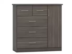 Seconique Nevada Black 1 Door 5 Drawer Chest of Drawers