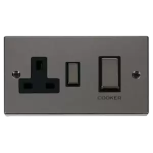 Click Scolmore Deco Ingot 45A Cooker Switch Unit with 13A 2 Pole Switched Socket - VPBN504BK