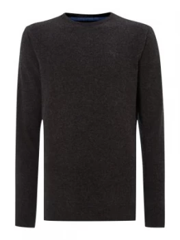 Mens Barbour Essential Lambswool Crew Neck Charcoal