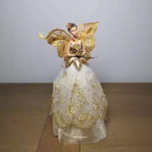 23cm Festive Christmas Tree Topper Angel Fairy Decoration In Champagne Gold