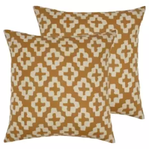 Furn. Nomi Twin Pack Polyester Filled Cushions Mustard