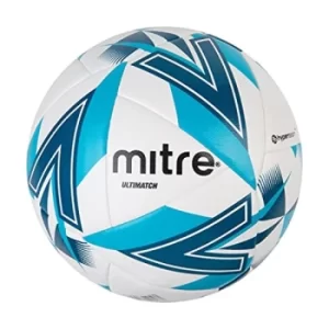 Mitre Ultimatch Match Ball White/Aqua/Blue Ivy/Black 5