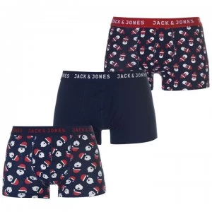 Jack and Jones 3 Pack Christmas Wish Boxers - Navy Blazer