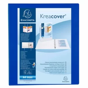 Exacompta Kreacover Ring Binder 4 D Rings 25mm A4 Plus Pack of 10, Blue