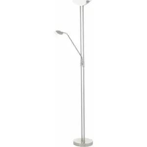 Loops - Floor Lamp Light Satin Nickel Shade White Satined Glass Bulb LED 20W 2.5W 2.5W