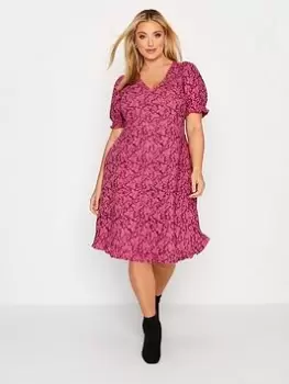 Yours V-Neck Floral Dress - Pink, Size 26-28, Women