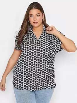 Yours Clothing Pocket Shirt - Black/White, Pink, Size 30-32, Women