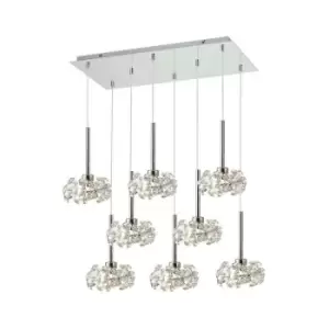 Luminosa , 8 Light G9 2m Rectangle Multiple Pendant With Polished Chrome And Crystal Shade