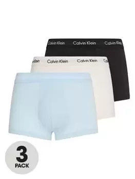 Calvin Klein 3 Pack Low Rise Trunks, Blue/Black/White, Size S, Men