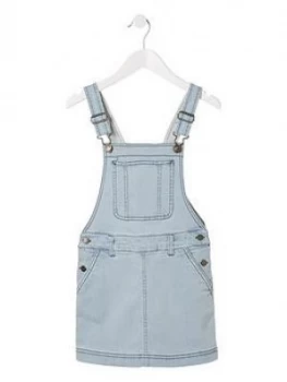 Fat Face Girls Stripe Denim Pinafore Dress - Ecru