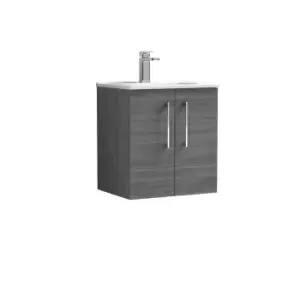 Nuie Arno 500mm Wall Hung 2 Door Vanity & Basin 2 Anthracite