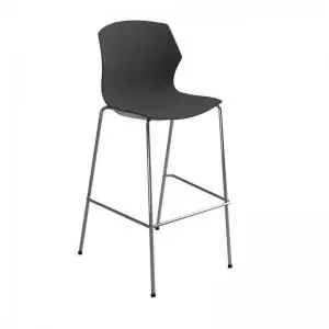 Roscoe high stool with chrome legs and plastic shell - charcoal grey