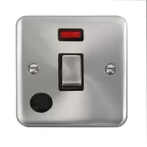 Click Scolmore Deco Plus Satin Chrome 1 Gang Switch 20A With Black Ingot - DPSC523BK