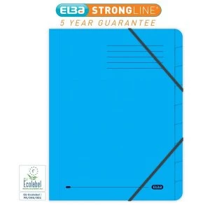 Elba Boston Foolscap Part File Pressboard Elasticated 9 Part Blue Pack of 5