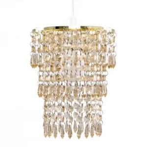 3 Tier Acrylic Droplet Pendant in Gold and Champagne