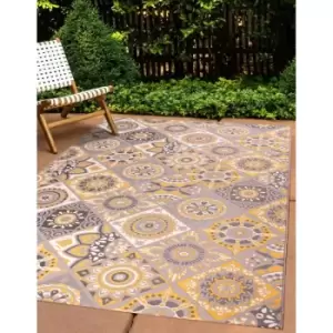 Tropical Outdoor Indoor Rug Kitchen Garden Bathroom Floor Mat Carpet Tiles Ochre 150x200cm (4'11''x6'6'')