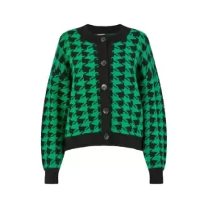 Yumi Green Houndstooth Cardigan - Green