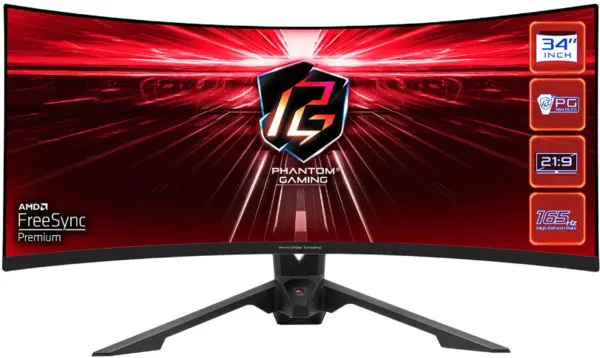 ASRock Phantom 34" PG34WQ15R3A Wide Quad HD Curved Gaming OLED Monitor